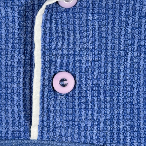 Vintage Hukapoo Polo Shirt Adult MEDIUM Blue Textured Waffle Knit Golf 90s - Picture 4 of 11